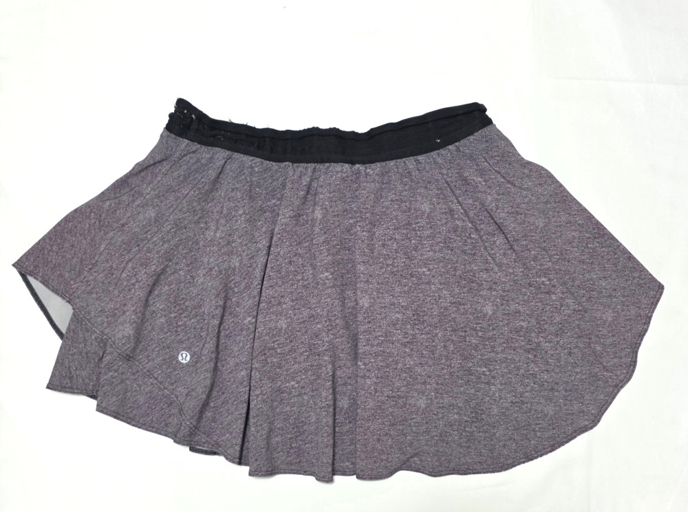 Lululemon Pace Rival Mid-Rise Tennis Skirt Skort Heathered Grey Black Shorts Sz8